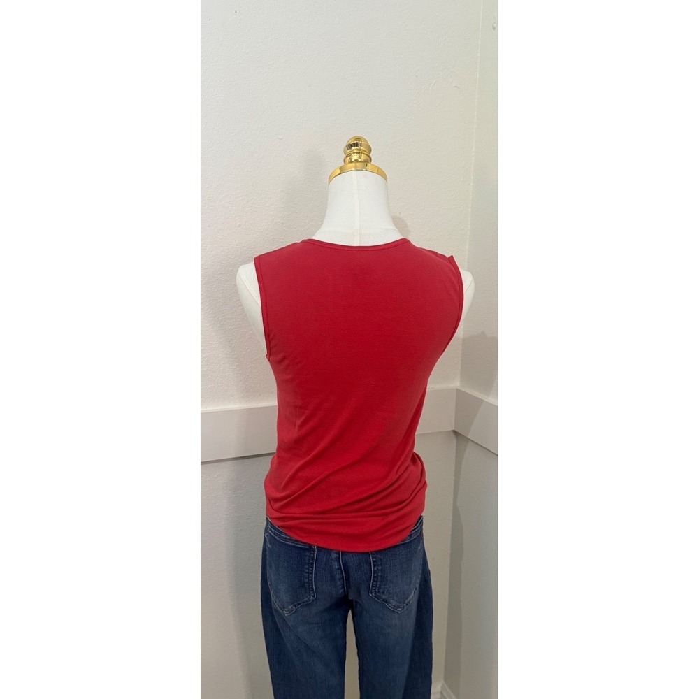 Rosette Tank Top Women Size S Red Excellent Sleeveless Crew Neck Basic Knit